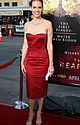hilary swank asymmetrical red dress 13