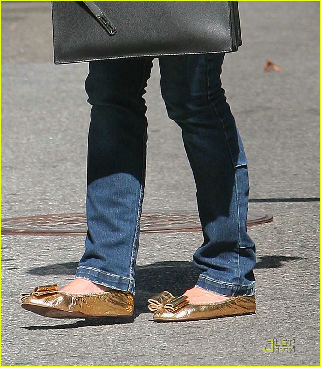 katie holmes gold bow flats 041360991