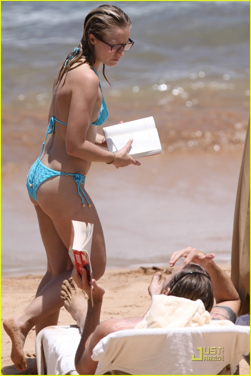 Kristen Bell in a blue bikini, Hard Nipples