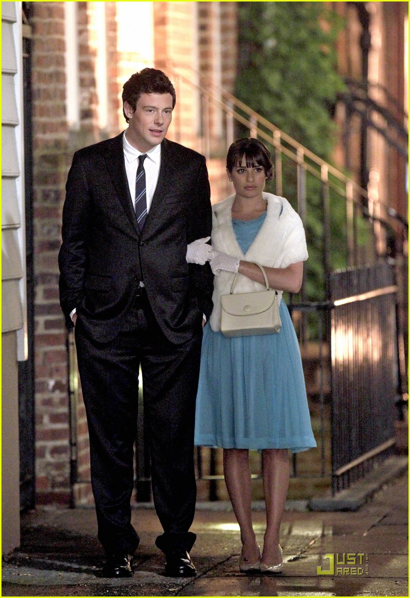 lea michele cory monteith on set of glee in west village 082539564