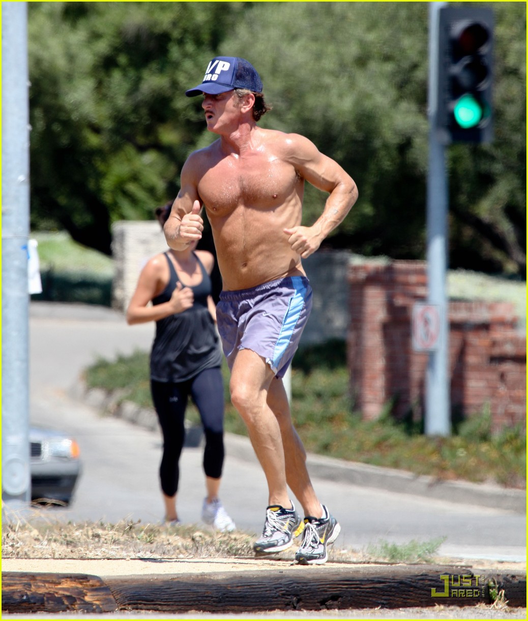sean penn shirtless jogging with shannon costello 08