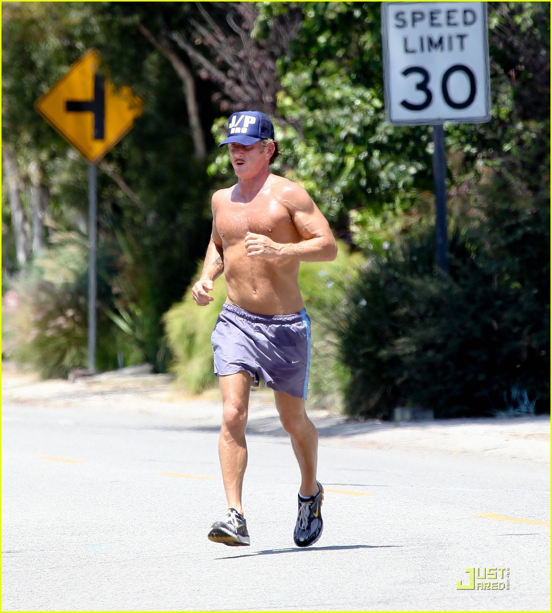 sean penn shirtless jogging with shannon costello 292574306
