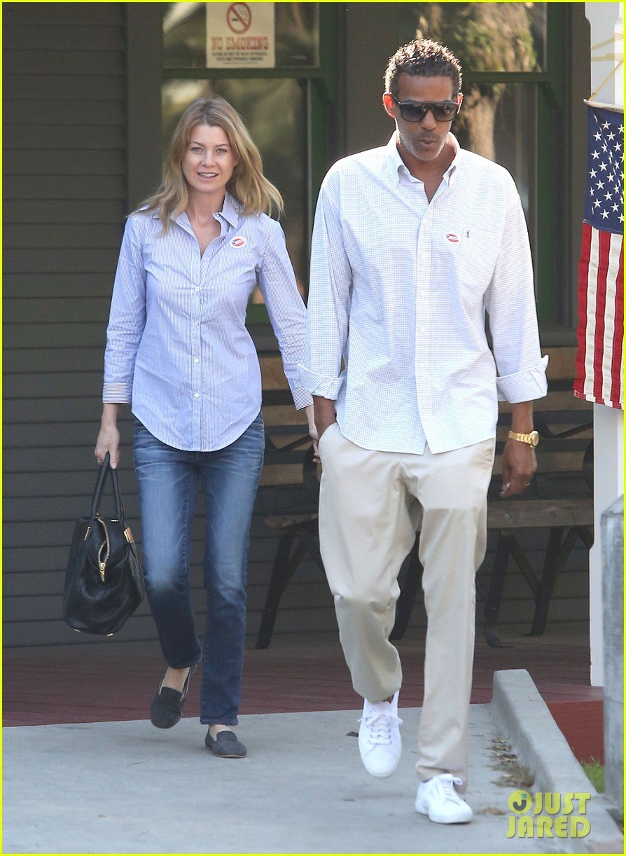 ellen pompeo election day voting with chris ivery 012752142