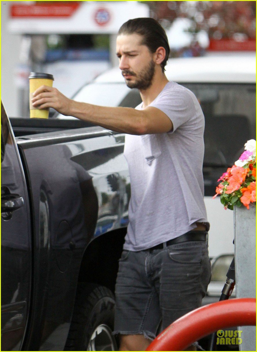 shia labeouf clogs gas station in los angeles 062768103