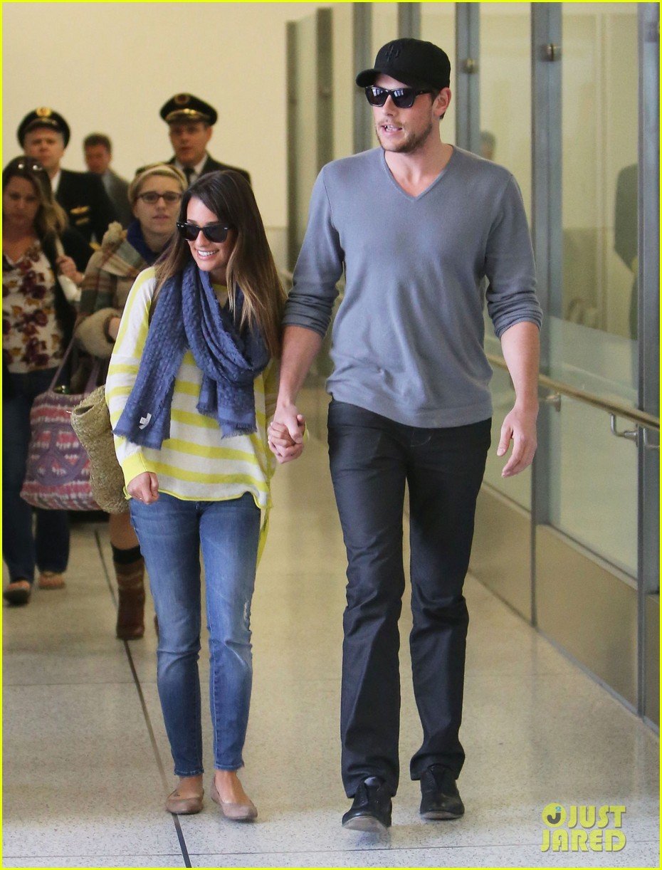 lea michele cory monteith holding hands at lax 062785447