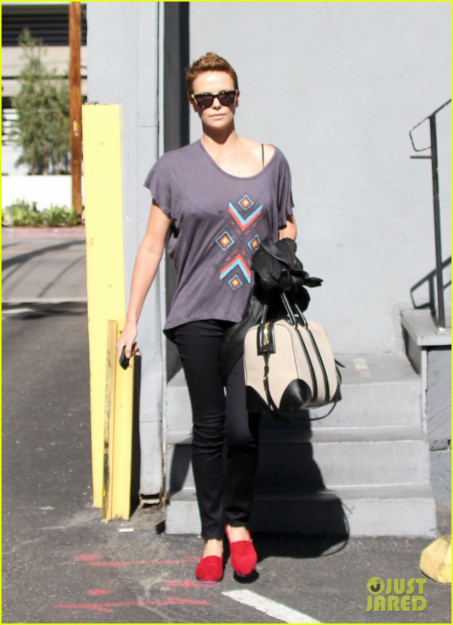 charlize theron fauxhawk hairstyle at the dance studio 132802105