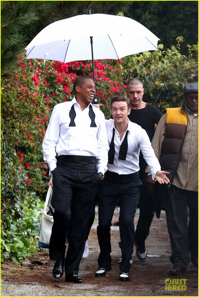 justin timberlake suit & tie music video shoot with jay z 10
