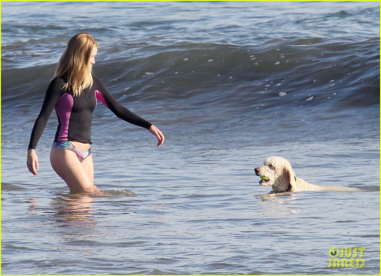rosie huntington whiteley beach day with her pup 072823989