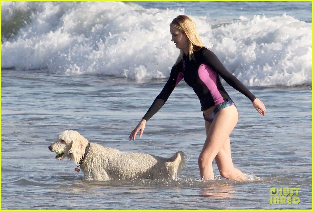 rosie huntington whiteley beach day with her pup 182824000
