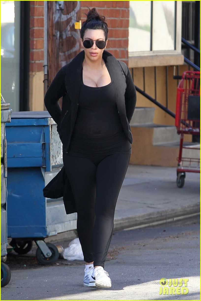 pregnant kim kardashian sheer baby bump after workout 072847089