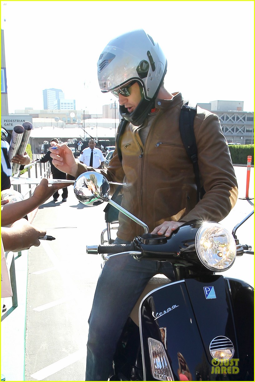 armie hammer motorcycle rider after leno appearance 112891591