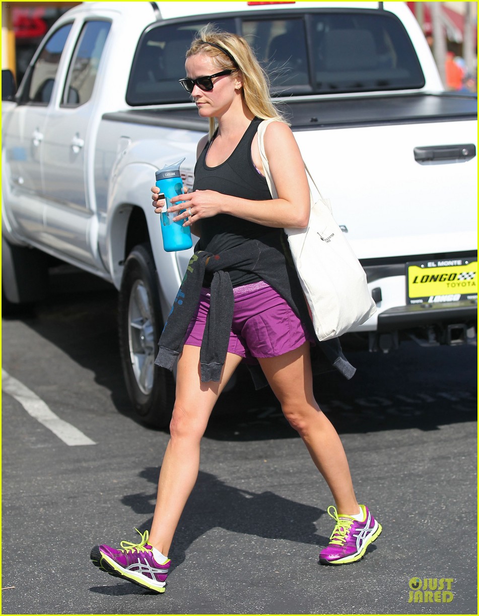 reese witherspoon matching fitness shorts shoes 232894820