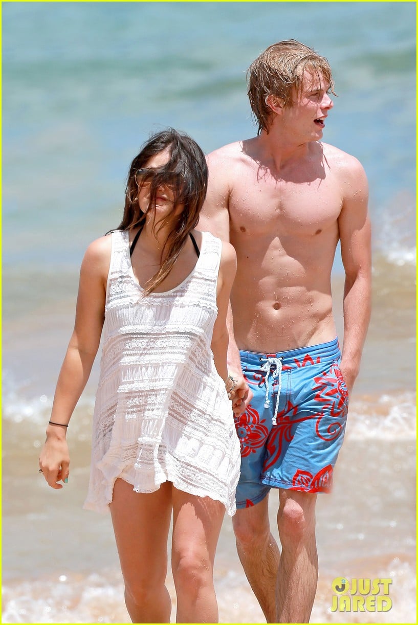 lucy hale more beach fun with shirtless graham rogers 02