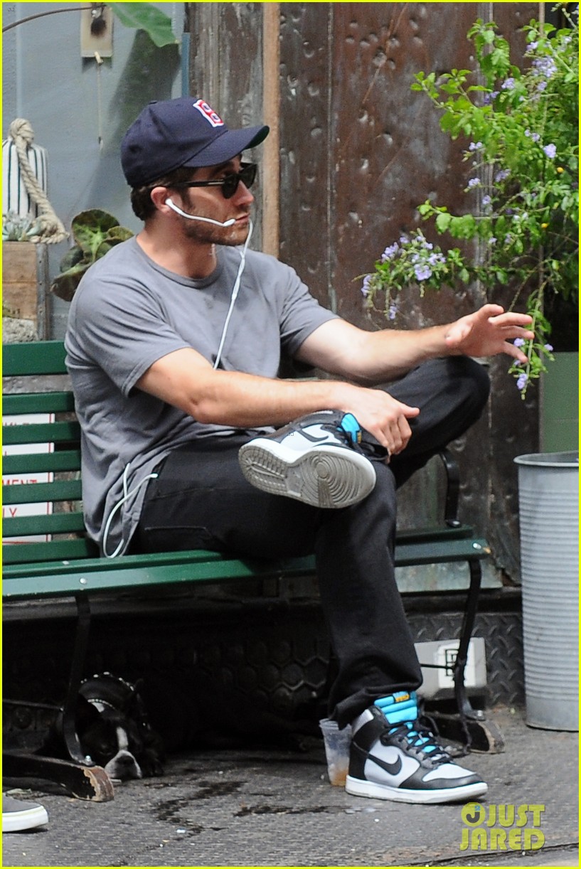 jake gyllenhaal takes his dog for a walk in nyc 122907441