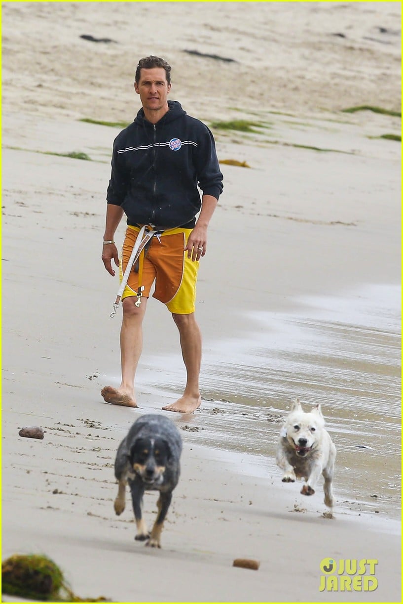 Matthew McConaughey Exercises Dogs on Son Levi's Birthday! Photo