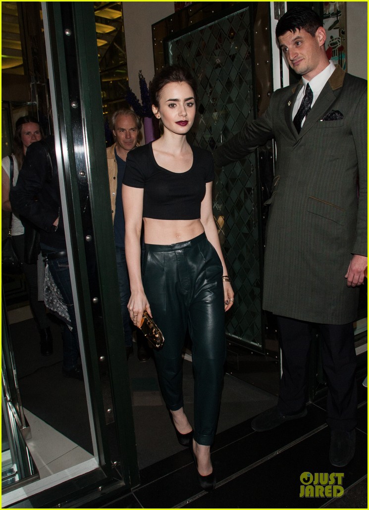 lily collins brings toned abs to ivy club with jamie campbell bower 072933563
