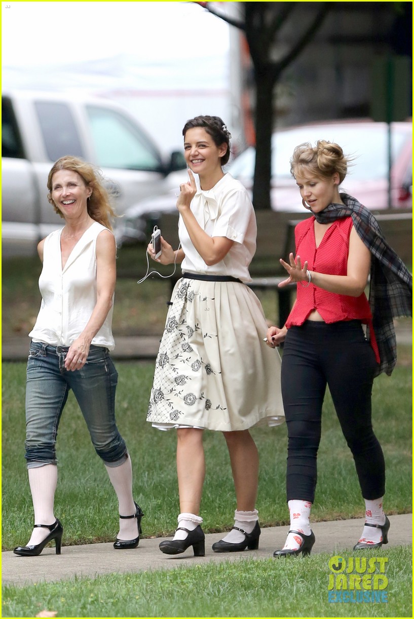 katie holmes dances along to songs on miss meadows set 23