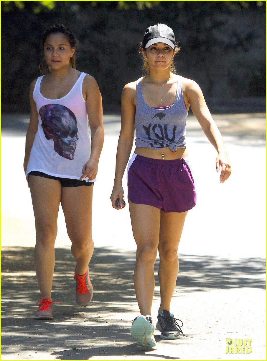 vanessa hudgens shows pierced belly button for hike 162934302