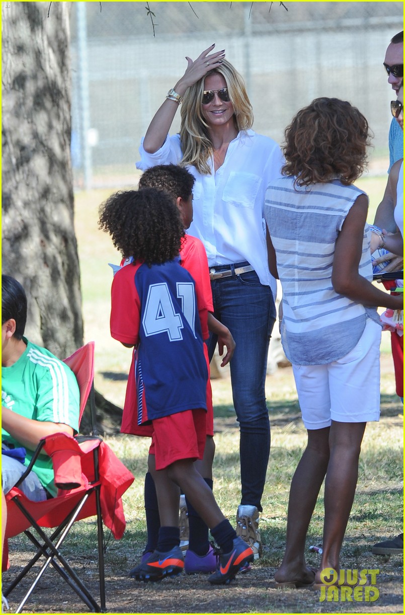 heidi klum tends to henry bloody nose soccer game 282962710
