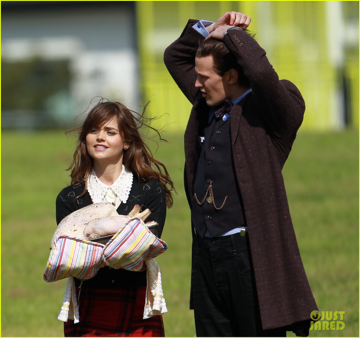 matt smith films doctor who christmas special with jenna coleman 182949182