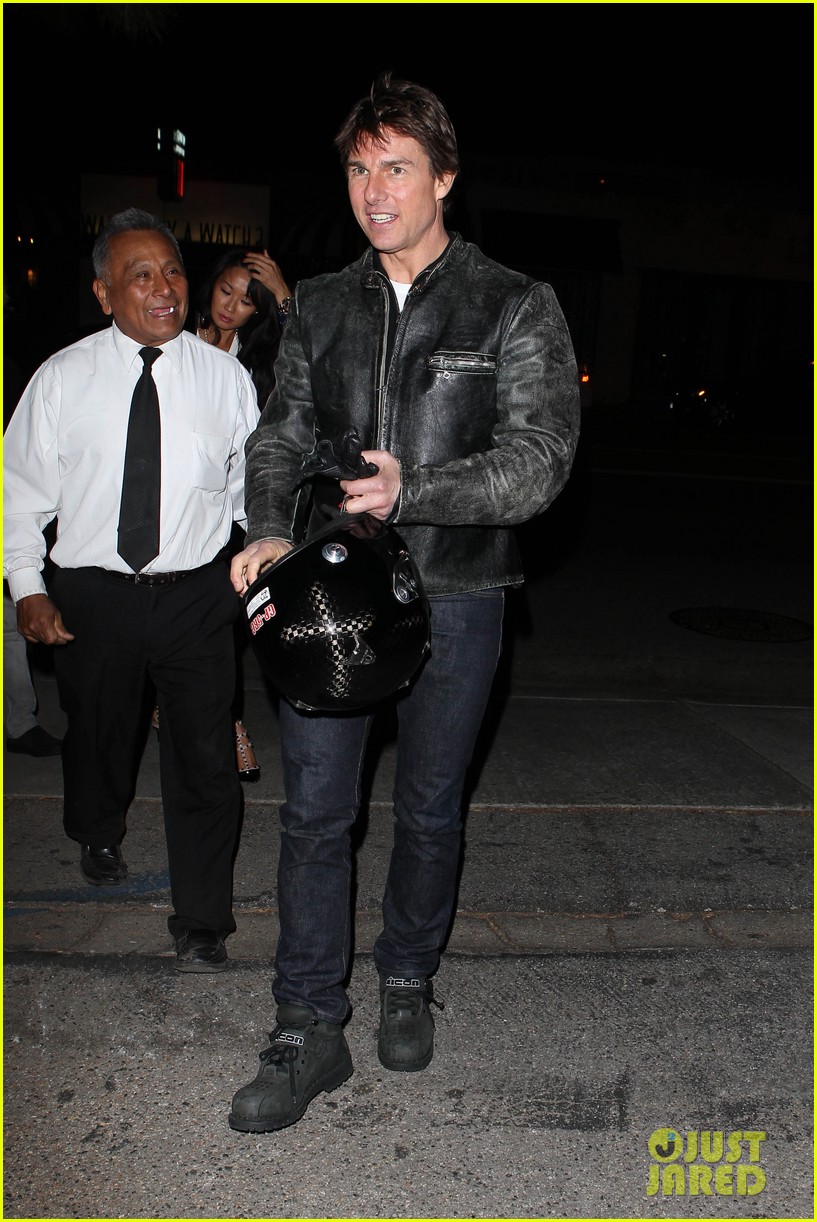 tom cruise rides motorcycle for lucas on sunset dinner outing 182973547