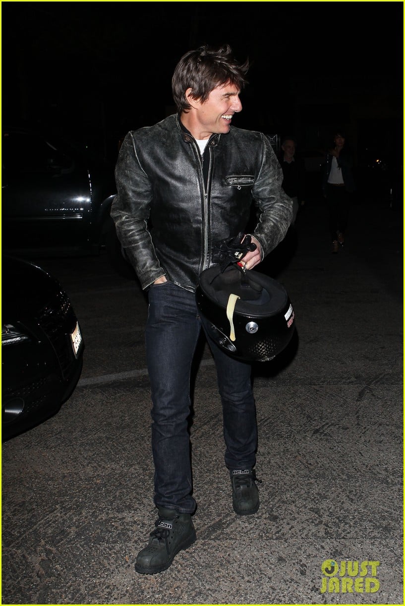 tom cruise rides motorcycle for lucas on sunset dinner outing 262973555