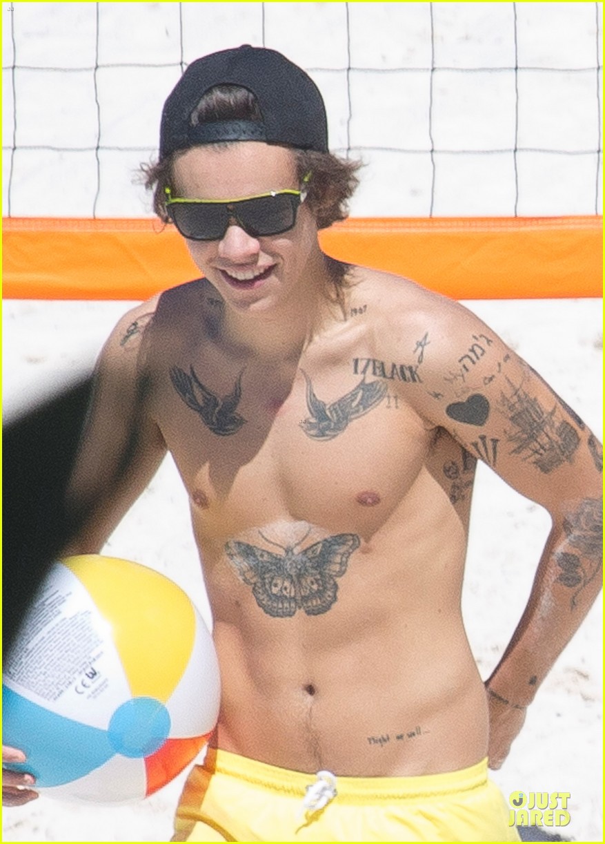 harry styles shirtless volleyball game 022974917