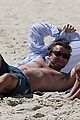 simon baker shirtless beach day with wife rebecca rigg 02