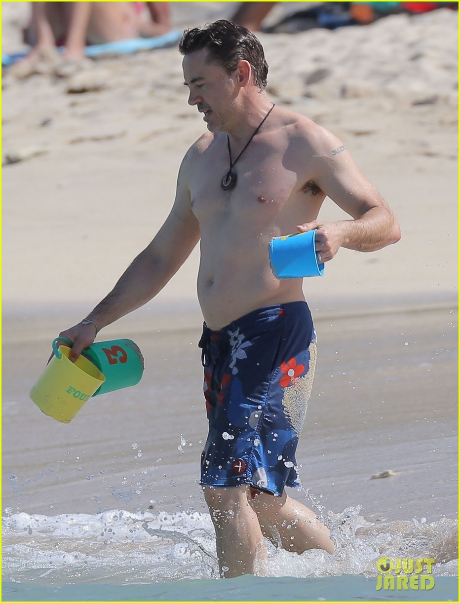 robert downey jr swims shirtless plays with exton in st barts 04