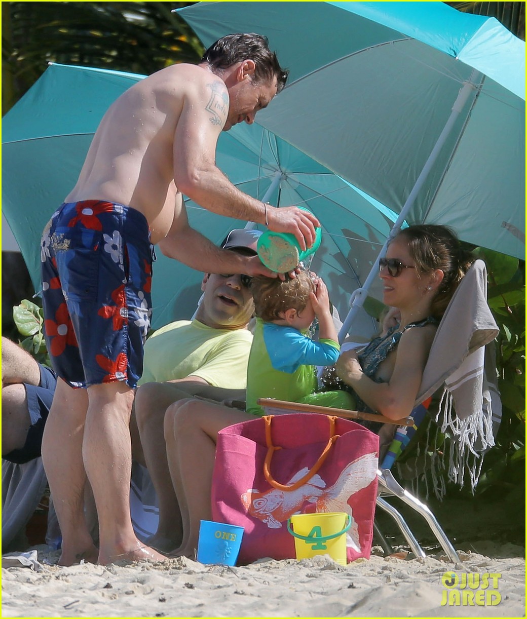robert downey jr swims shirtless plays with exton in st barts 123019707