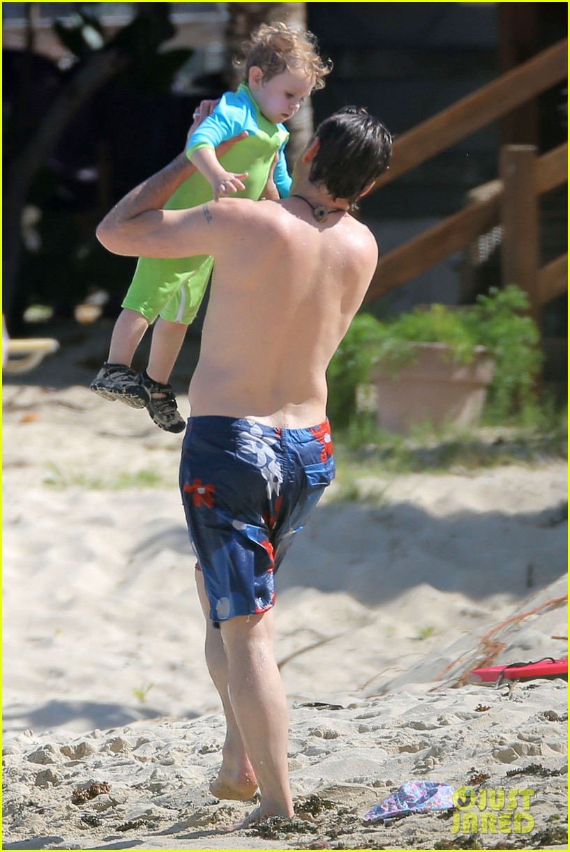 robert downey jr swims shirtless plays with exton in st barts 17