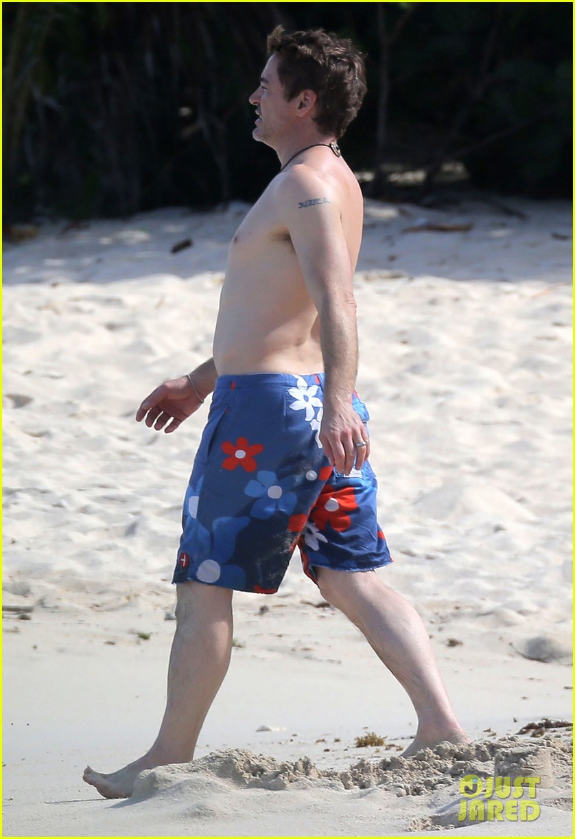 robert downey jr swims shirtless plays with exton in st barts 203019715
