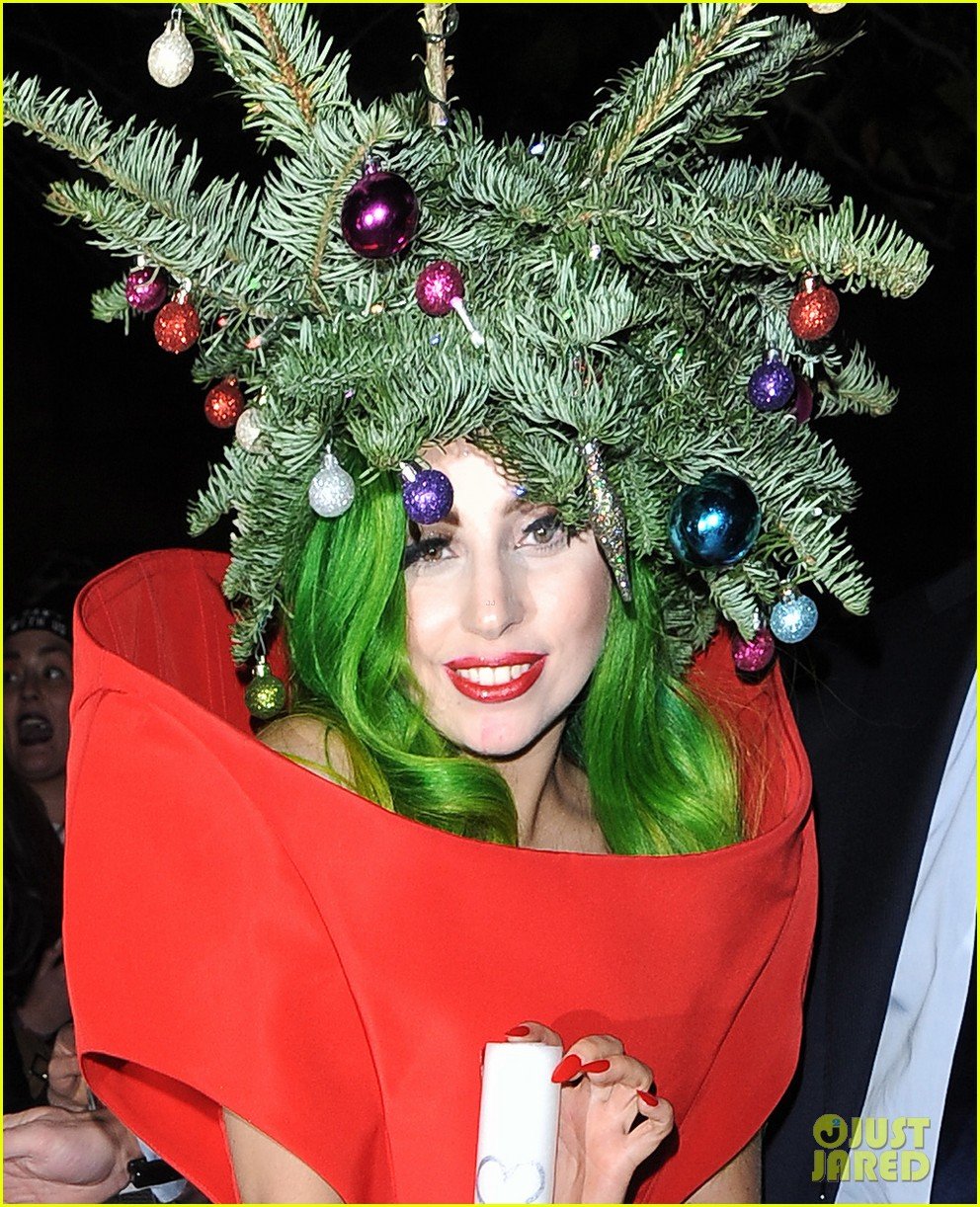 lady gaga dresses as christmas tree after capital fm ball 023007980