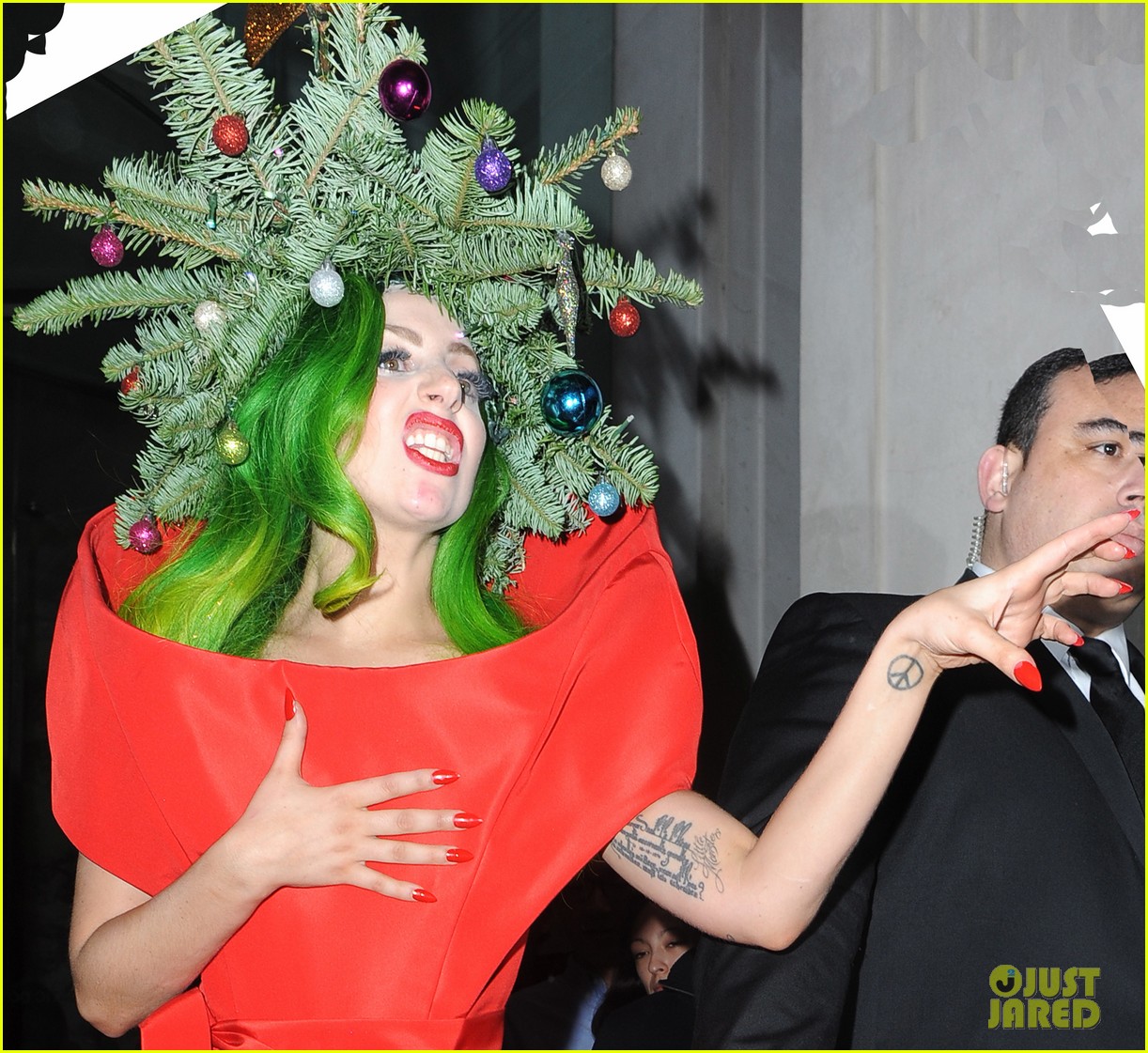 lady gaga dresses as christmas tree after capital fm ball 04