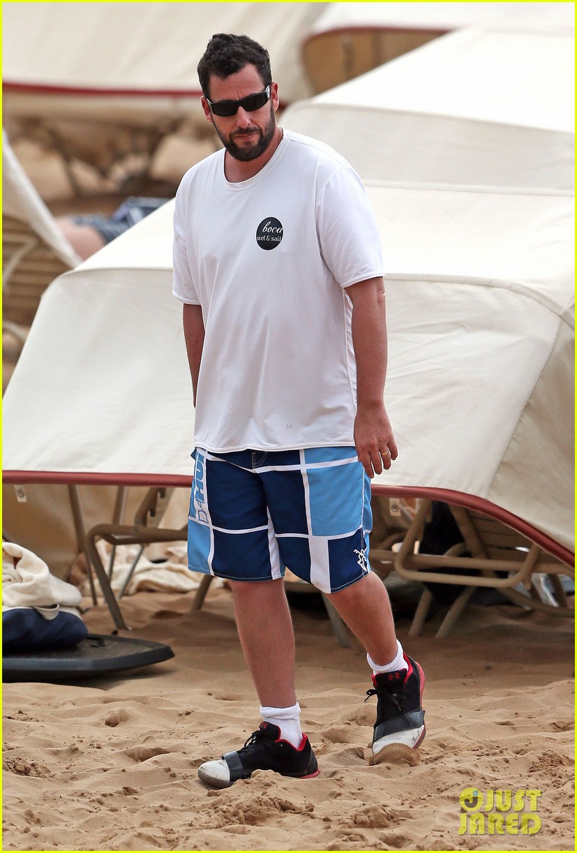 adam sandler spends relaxing beach day with wife jackie 103020378