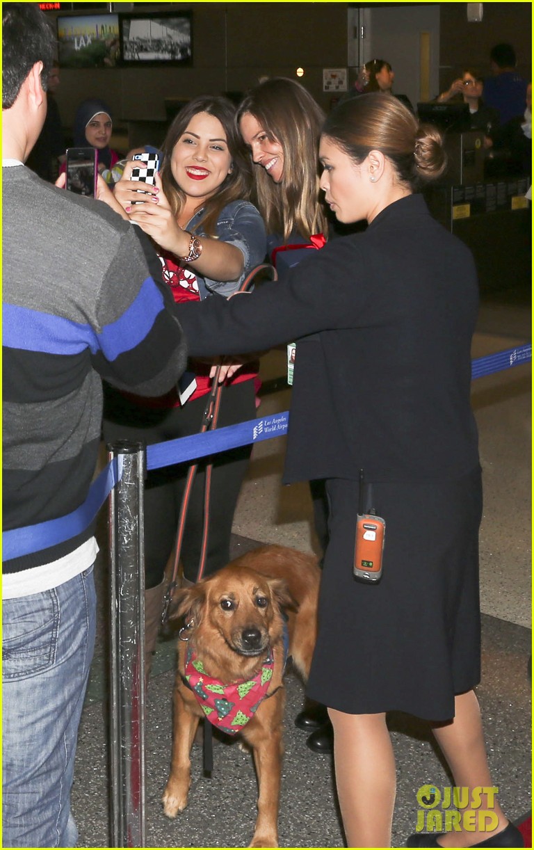hilary swank walks dog through airport causes fan frenzy 163014817