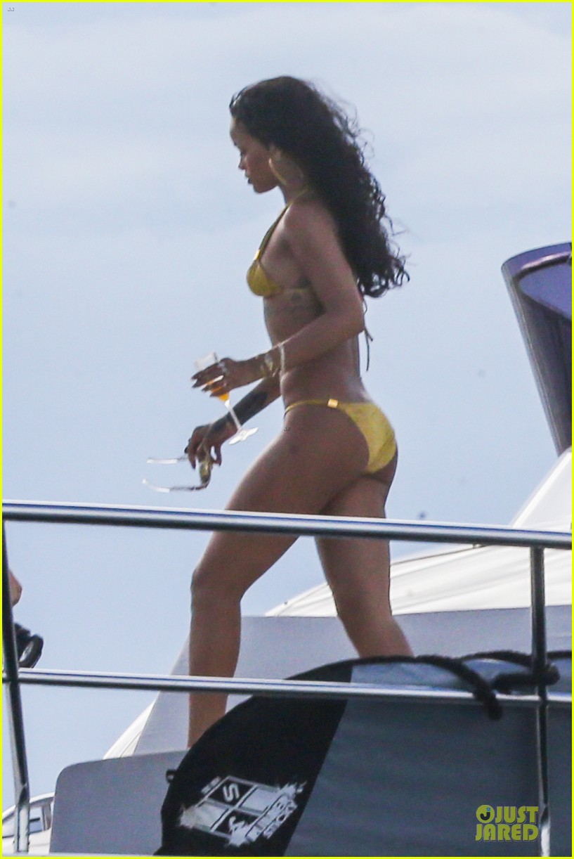 rihanna gold bikini beach babe in brazil 19