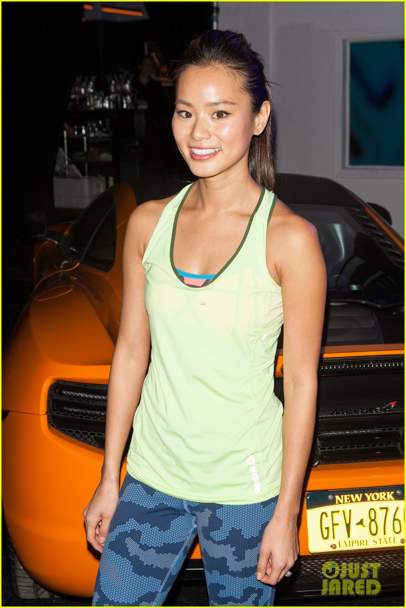 jamie chung flexes her muscles while testing reebok shoes 08
