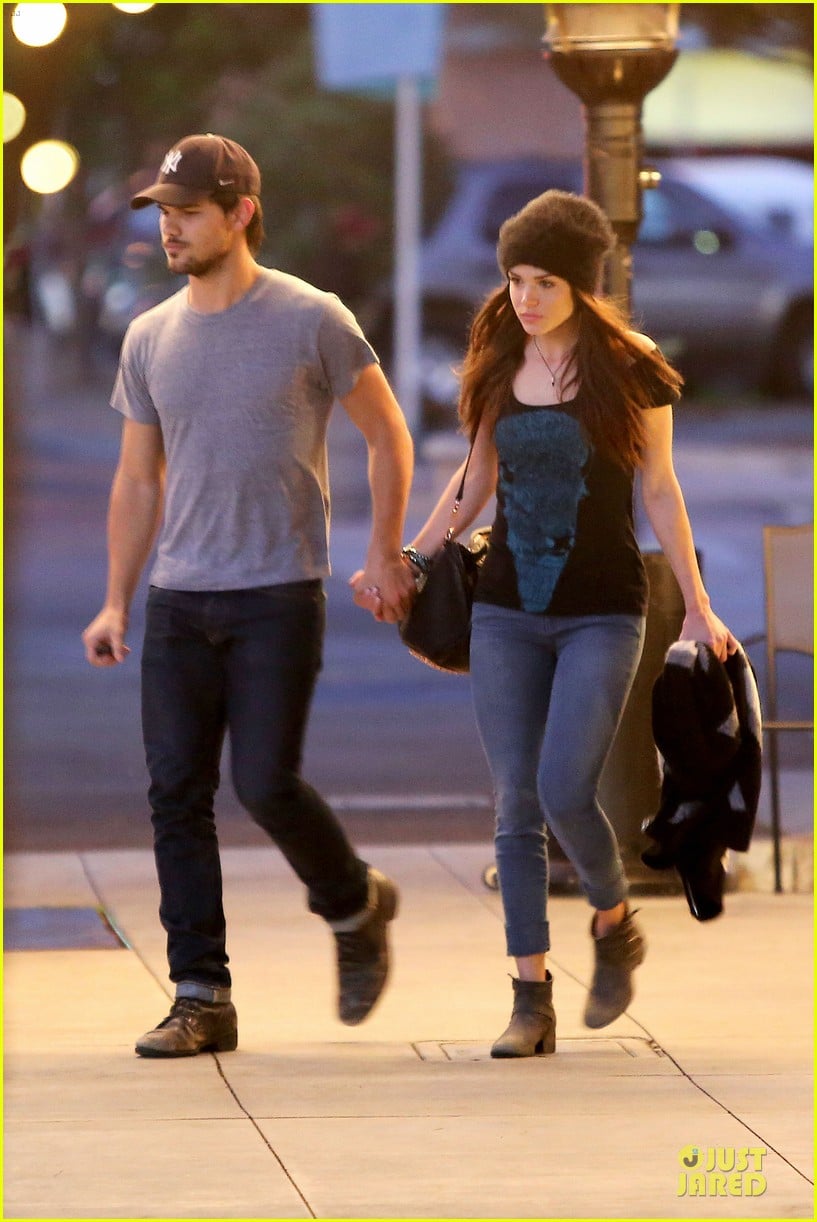 taylor lautner marie avgeropoulos hold hands for dinner 063047580