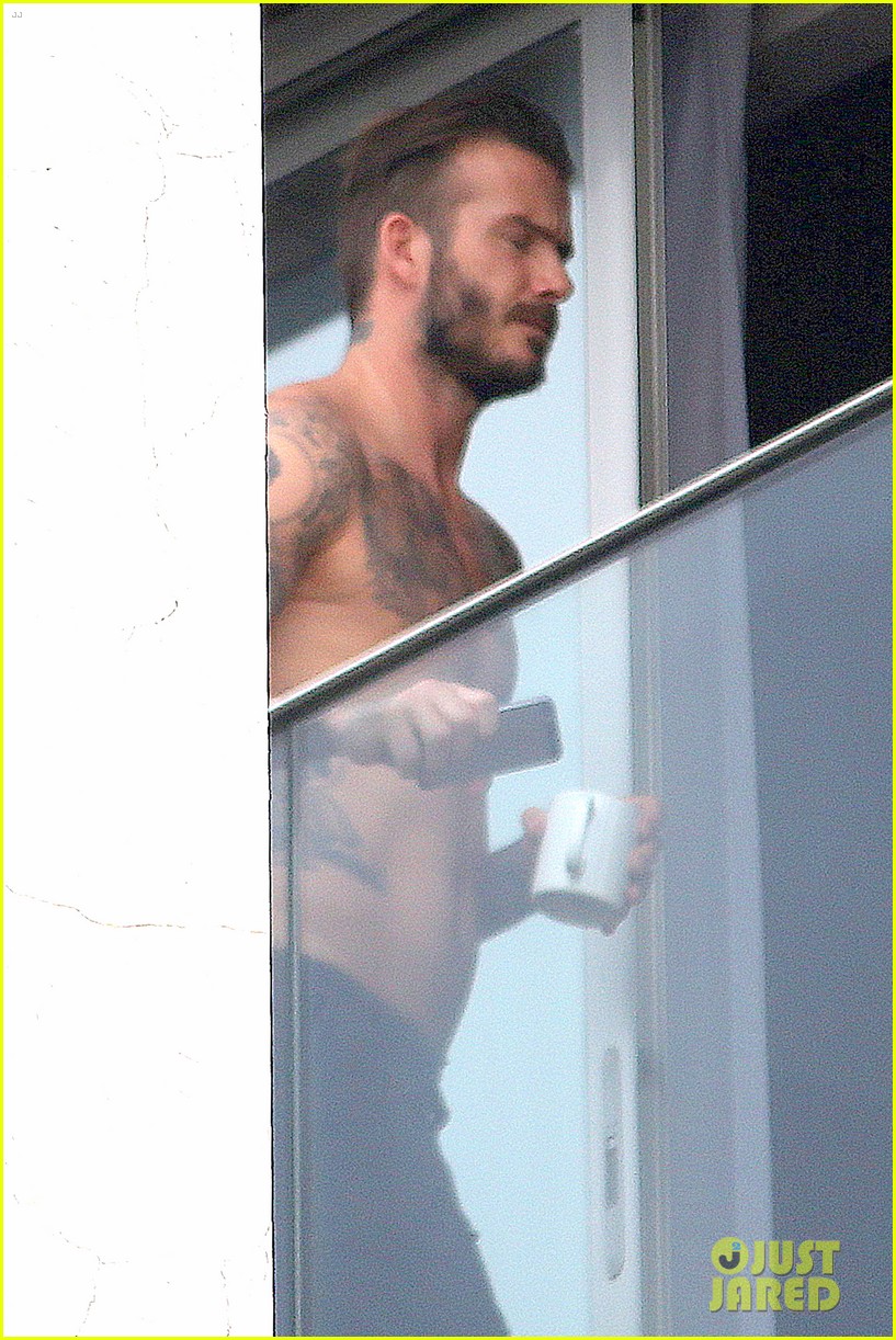 david beckham goes shirtless on his balcony in rio 163067323