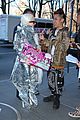 lady gaga shines in silver foil outfit 11