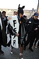 rihannas fur stole is covered in fear at paris fashion show 07