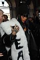 rihannas fur stole is covered in fear at paris fashion show 11
