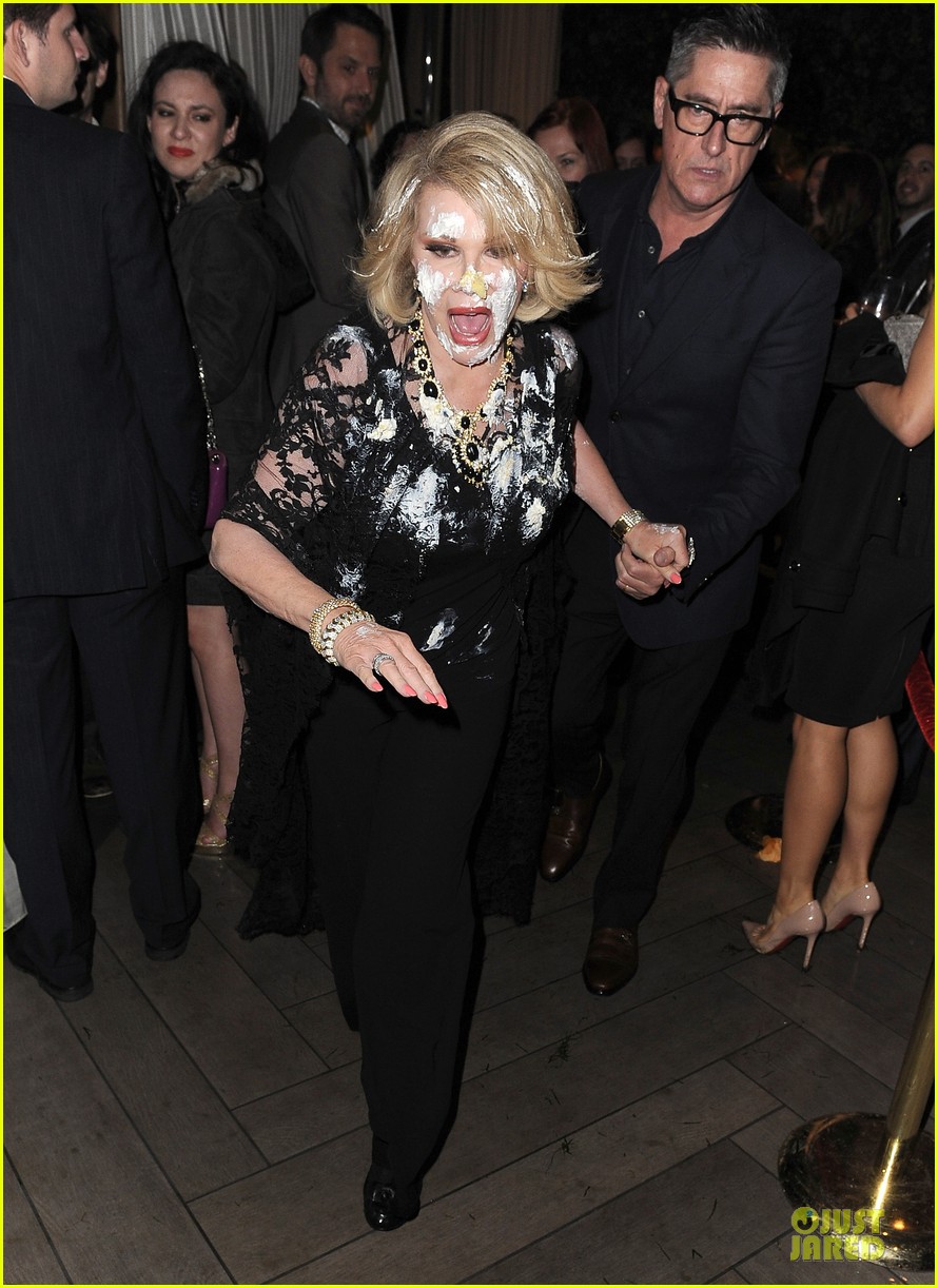 joan rivers gets attacked with cake at gvc red carpet event 013062655
