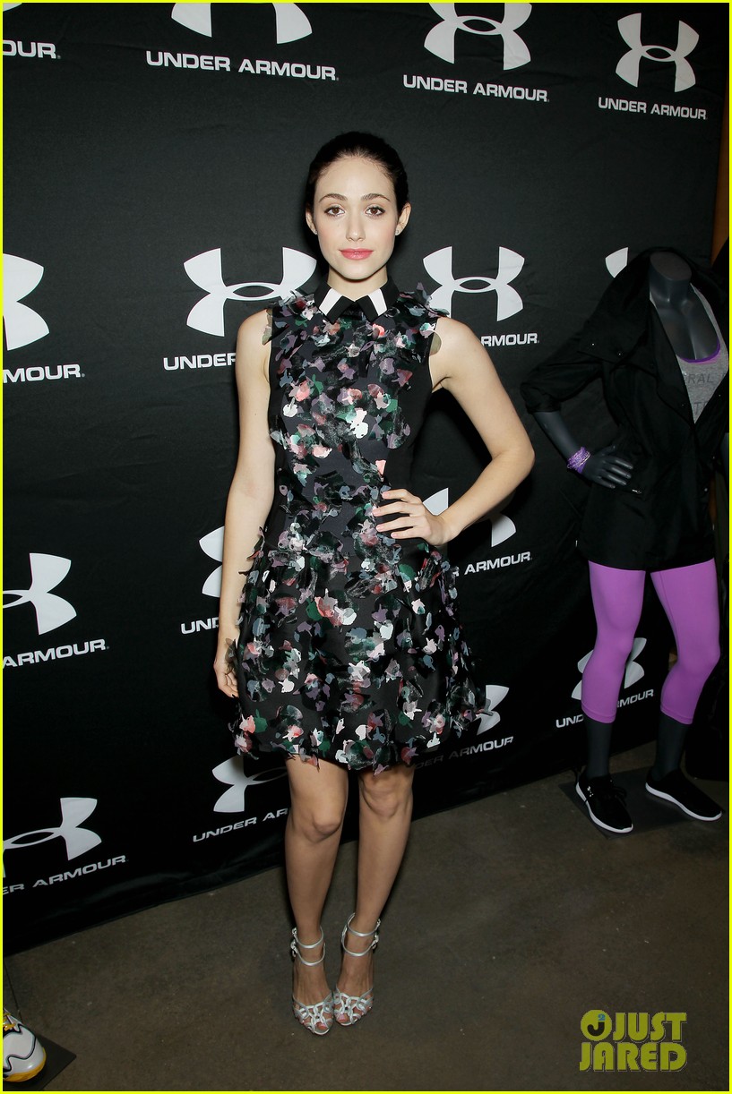 emmy rossum plays with shoes at under armour store launch 07