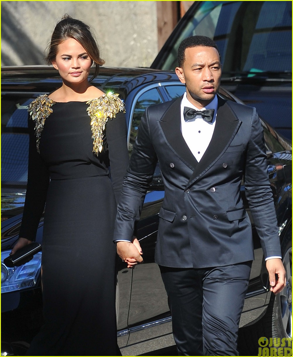 John Legend & Chrissy Teigen Make Their Elegant Arrival to Kim