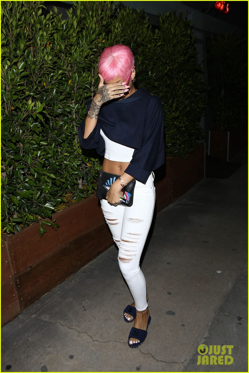 rihanna is lady in pink for dinner outing 093119726
