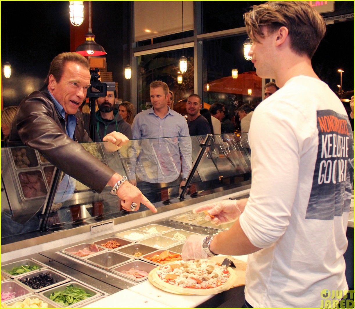 patrick schwarzenegger celebrates the opening of blaze pizza with family and friends283121556