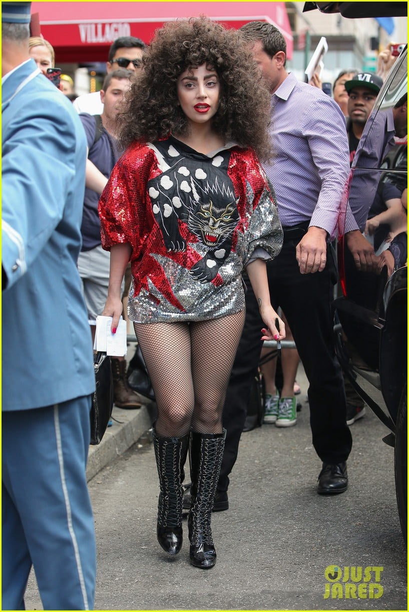 lady gaga debuts huge curly teased hairdo thick eyebrows in nyc 073129935