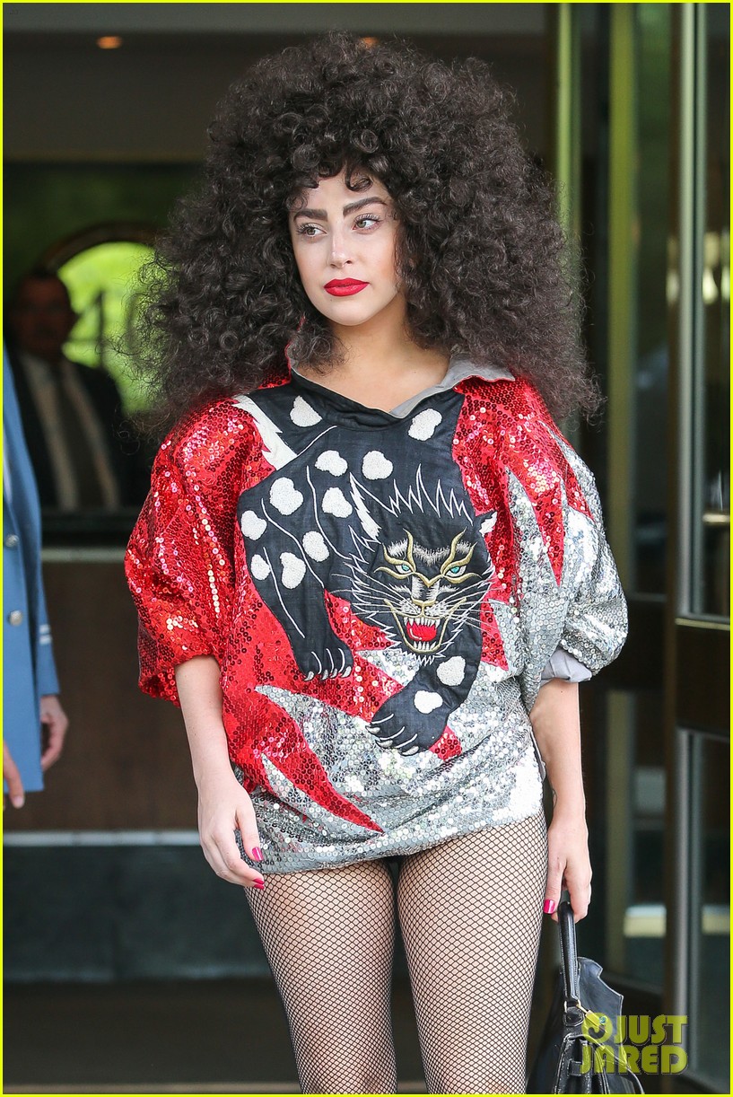 lady gaga debuts huge curly teased hairdo thick eyebrows in nyc 08